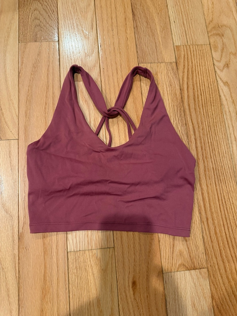Seamless Knot-Back Sports Bralette in Mauve